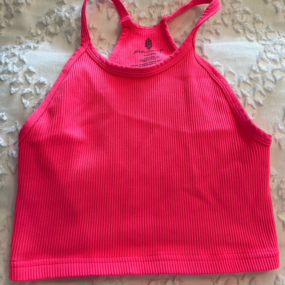 neon pink free people movement tank top